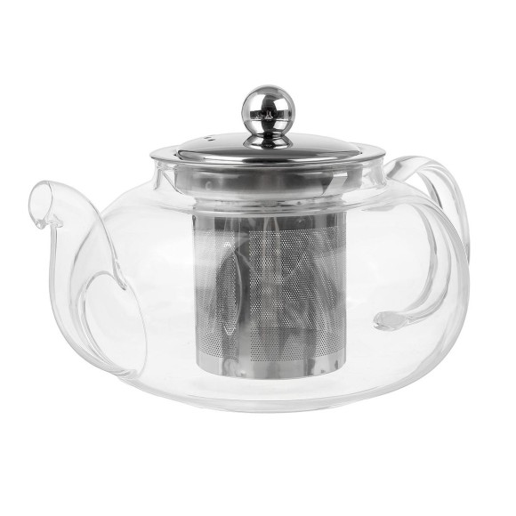 CHALEIRA DE VIDRO COM INFUSOR DE INOX 1000ML