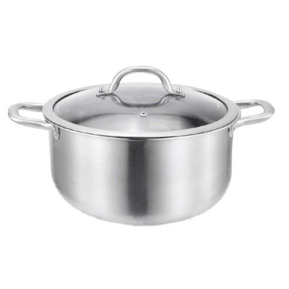 PANELA DE INOX COM TAMPA DE VIDRO 20CM