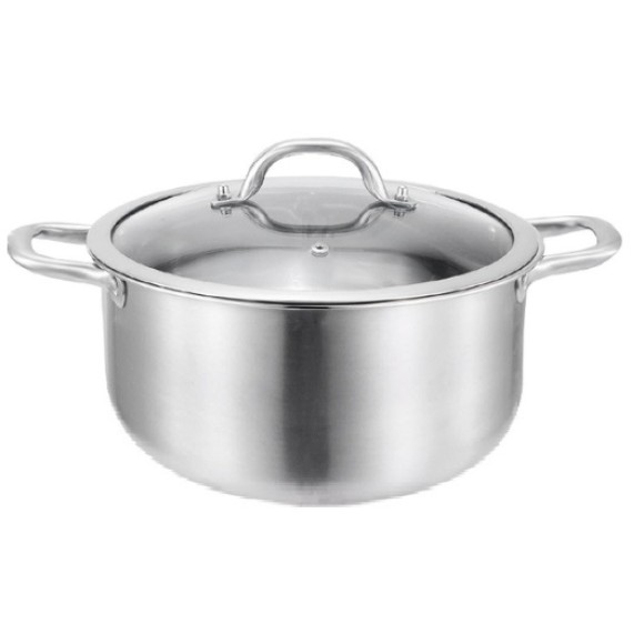 PANELA DE INOX COM TAMPA DE VIDRO 24CM