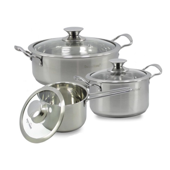 JOGO DE PANELA DE INOX COM TAMPA 3PCS